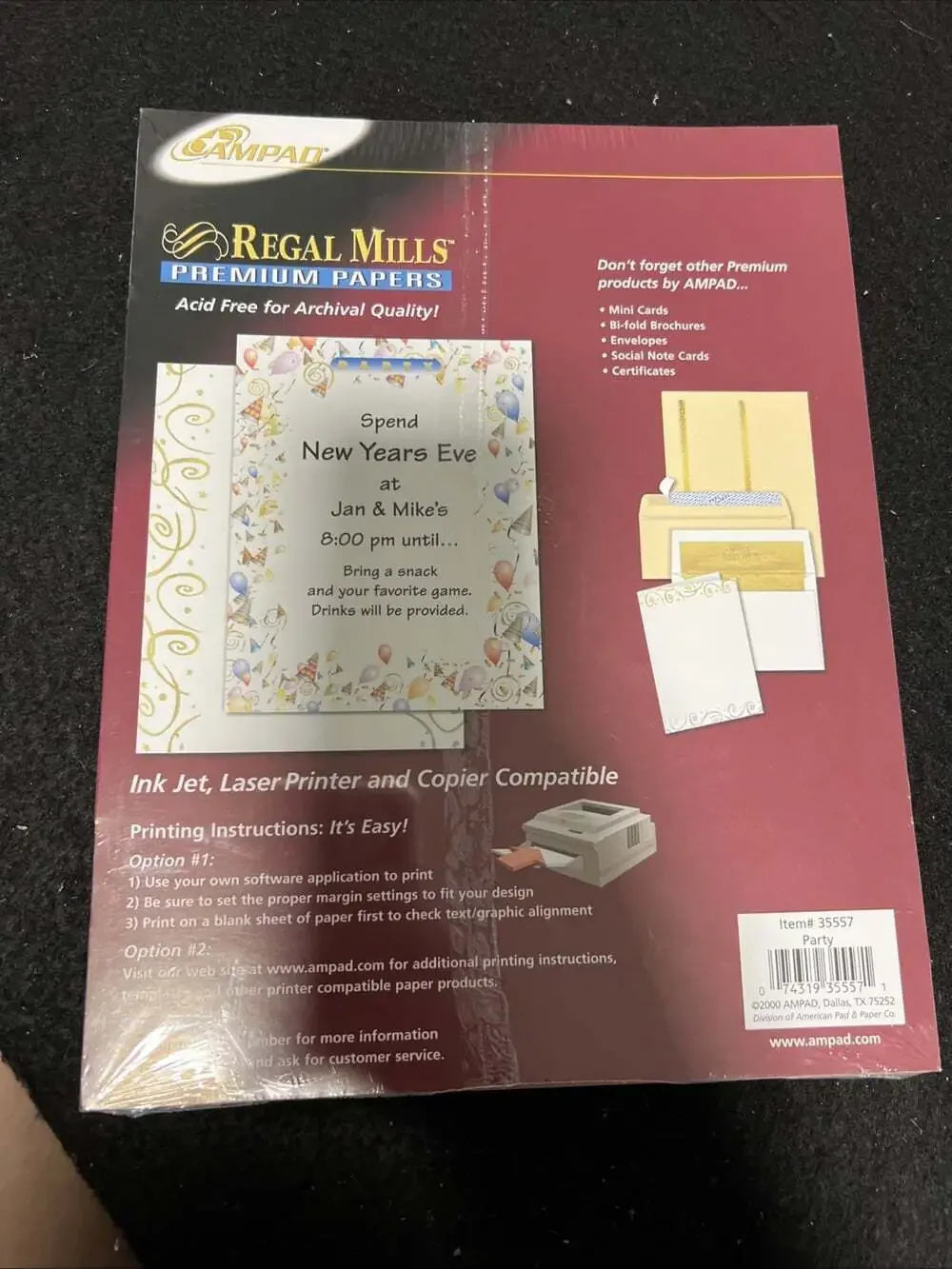 AMPAD Regal Mills Party Theme Premium Stationery Paper 25 Sheets 8.5x11 USA